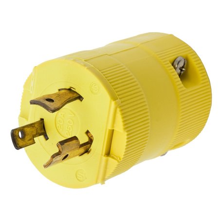 HUBBELL WIRING DEVICE-KELLEMS Locking Devices, Twist-Lock®, Valise, Male Plug, 20, 250V, 2-Pole 3-Wire Grounding, L6-20P, Screw Terminal, Yellow HBL2321VY